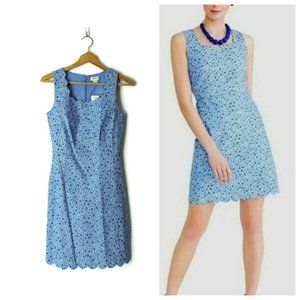 J. Crew Scalloped Edge Basketweave Dress blue